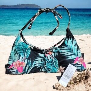 💥NEW💥 LA HEARTS 💕  - Small Black &  Tropical Bikini Top